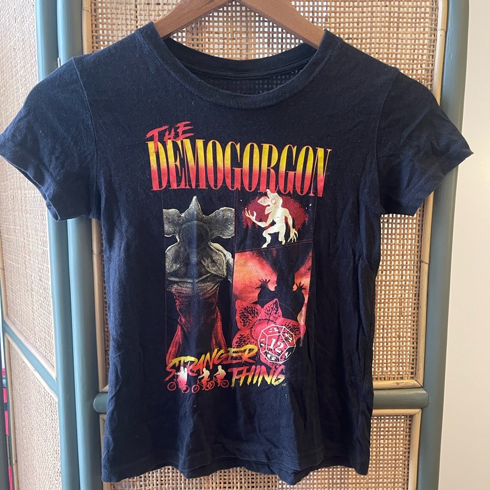 Officially Licensed Stranger Things Black Graphic Kids T-Shirt